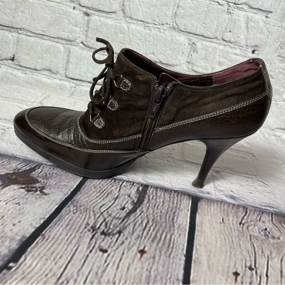 VIa Spiga High Heel Suede Leather Brown Booties Made In Italy Size 9